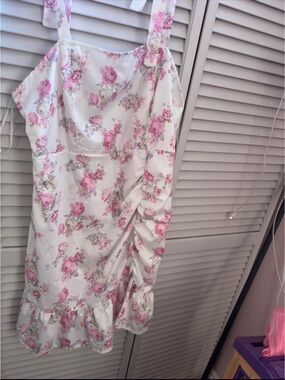 Floral Pink Rose Ruffled Sundress